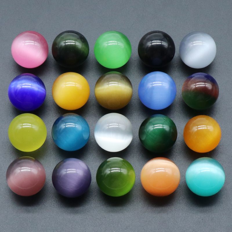 1274-20Mm caixa de cor opala, bola de olho de gato de cor não porosa, contas coloridas, pedra solta cor aleatória