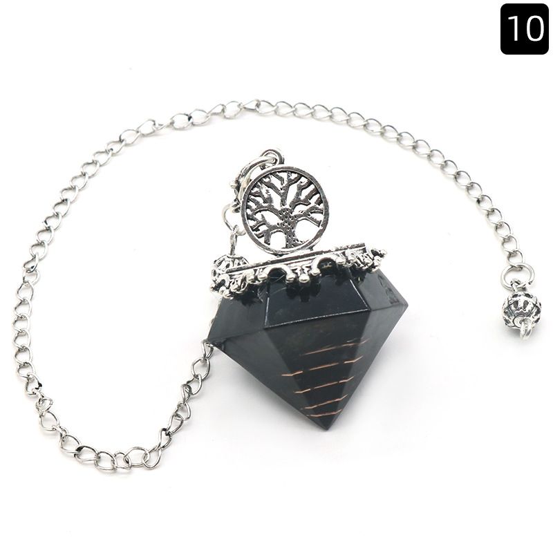 1413-Pêndulo em forma de diamante resina de ágata de cristal natural cascalho pêndulo em forma de diamante