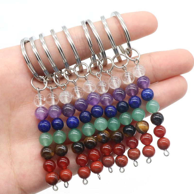 1454-Cristal Natural Miçangas de Pedra Coloridas Acessórios Chaveiro De Metal Jóias Pingente De Bagagem Acessórios DIY
