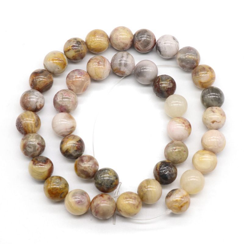 194-Crazy Lace Agate Contas redondas Grânulos soltos DIY Acessórios de jóias frisadas