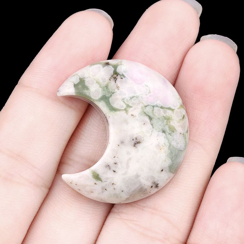 1602-30Mm lua, forma crescente de pedra de ágata de cristal natural DIY lua não porosa acessórios material