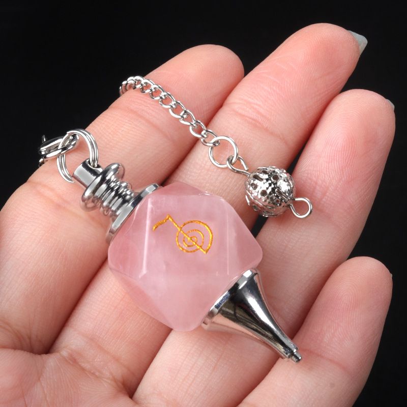 1758-Cho Ku Rei Pingente de Pêndulo de Símbolo de Poder Pedra de Cristal Reiki Runas Meditação Pêndulo