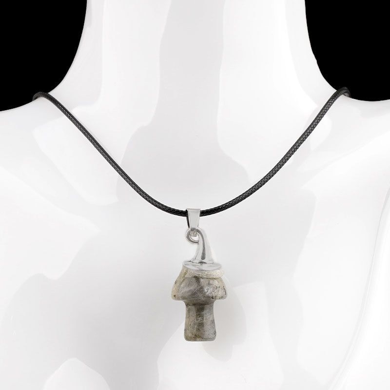 Pingente De Cogumelo De Chapéu De Bruxa De Cristal Natural