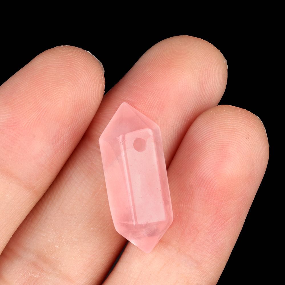 1904-8X20 grande buraco seis colunas cristal de pedra natural de ponta dupla prisma hexagonal pendurado coluna DIY acessórios de jóias