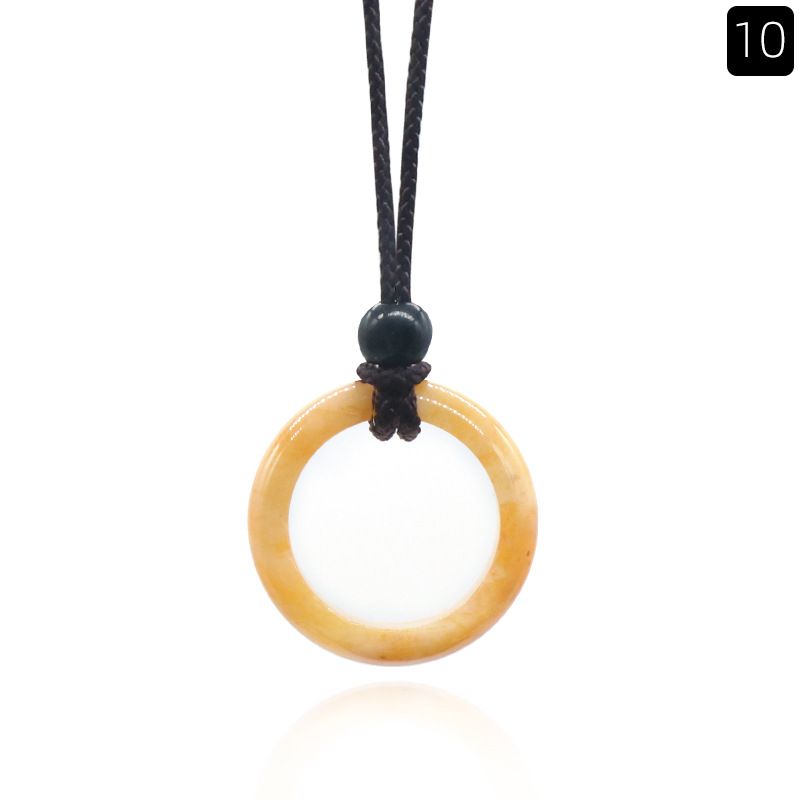1435-Colar de Anel de Pedra de Cristal Natural Anel de Correr Clavícula Círculo Feminino Colar Simples Jóias