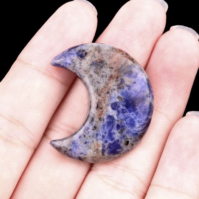 1602-30Mm lua, forma crescente de pedra de ágata de cristal natural DIY lua não porosa acessórios material
