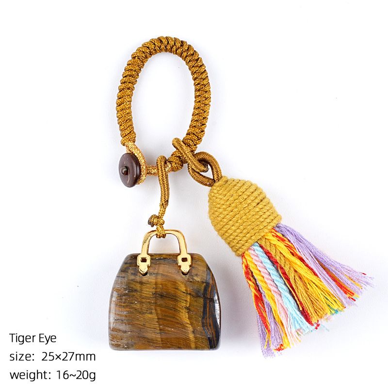 2485 Pedra natural semi-preciosa saco chaveiro criativo mão-tecido carro roupas acessórios cristal ágata pingente