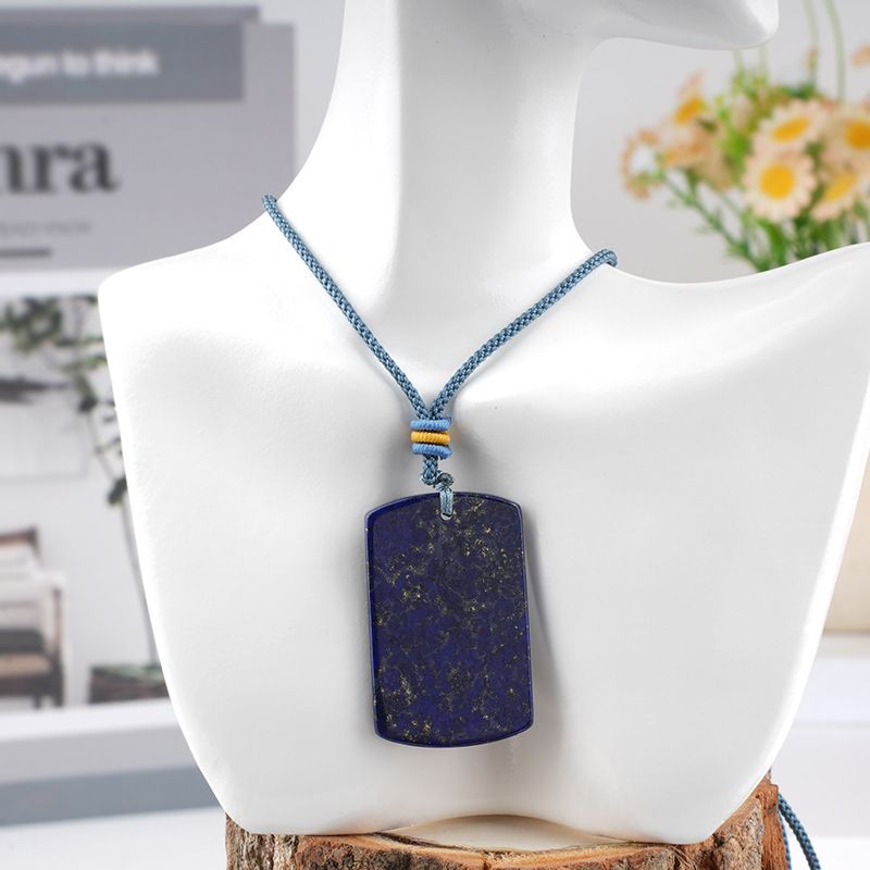 Pingente de marca retangular de jade de cristal natural seguro colar de jóias estilo chinês local cênico atacado