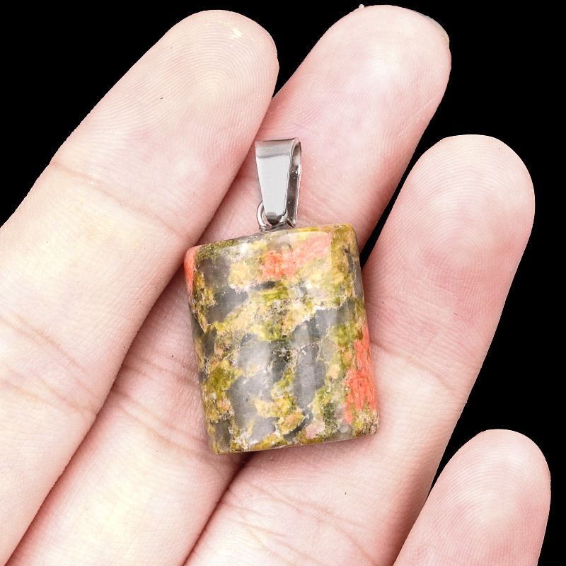 1819-16X24mm cristal ágata jade pingente semicilíndrico, pingente retangular em forma de pão DIY acessórios de jóias