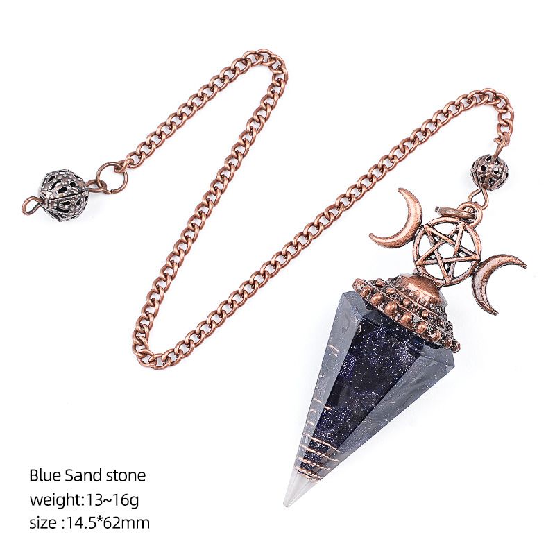 Pingente de pêndulo de cristal natural Triatlo vermelho antigo Hexagonal Cone Yoga Meditação Pêndulo de resina de frequência ajustável
