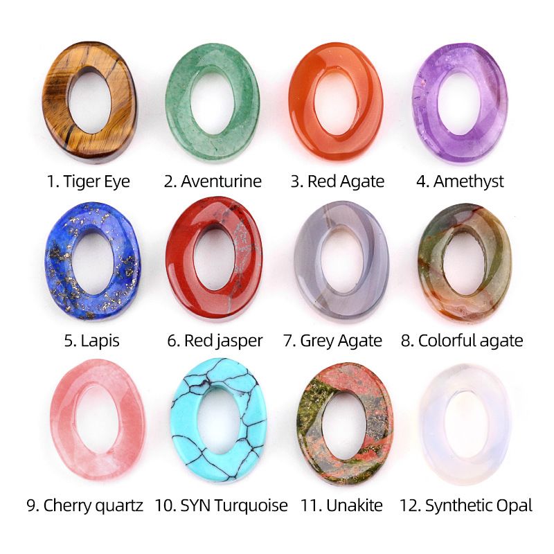 2068-18X23mm círculo de ágata de ametista em forma de botão oval oco colar colar de material de pulseira
