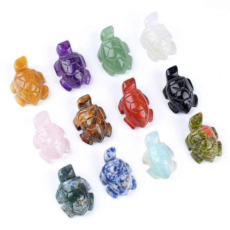 1 polegada ornamento de tartaruga de cristal natural criativo DIY micro paisagem enfeite de mesa ágata jade pequena tartaruga