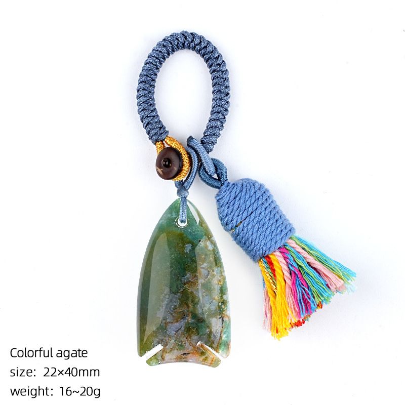 Natural cristal pequeno peixe chaveiro boêmio saco de roupas carro ágata jade pingente em forma de peixe