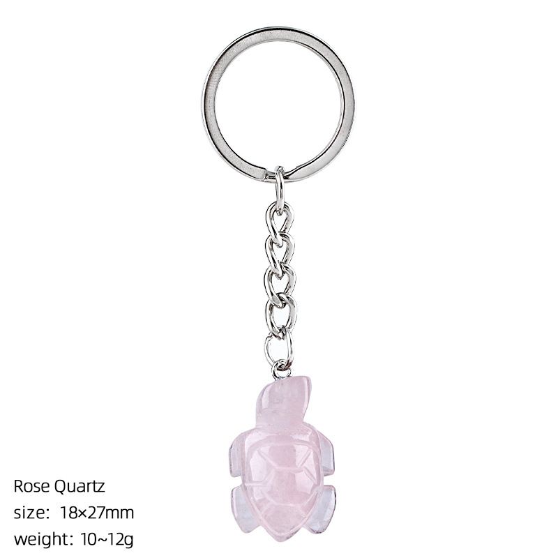 Natural cristal tartaruga chaveiro saco animal acessórios do carro pedra bruta escultura pedra semi-preciosa tartaruga pingente