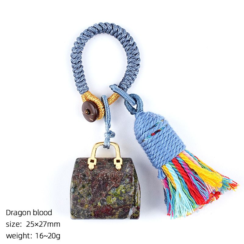 2485 Pedra natural semi-preciosa saco chaveiro criativo mão-tecido carro roupas acessórios cristal ágata pingente