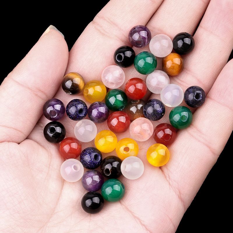 321 - quartzo rosa vermelho-verde-amarelo-branco pedra olho de tigre de ágata 8mm buraco 2mm conta redonda de buraco grande conta solta DIY DIY