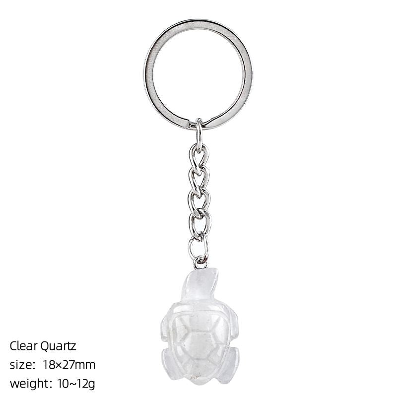 Natural cristal tartaruga chaveiro saco animal acessórios do carro pedra bruta escultura pedra semi-preciosa tartaruga pingente
