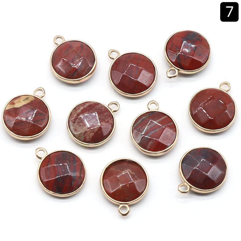 1381-Pingente de seção redonda com bainha de cristal natural pendurado único pingente redondo de pulseira DIY colar material de jóias