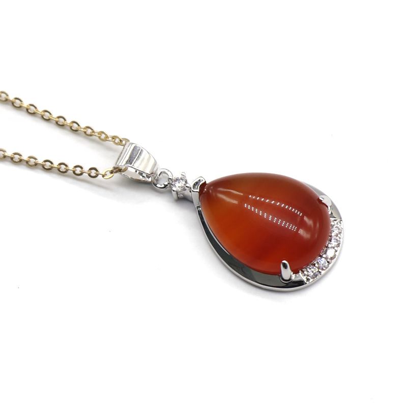 2427 Pingente de gota d 'água de ametista, ágata rosa, olho de tigre, pingente de lápis-lazúli, colar, acessórios de corrente de clavícula feminina.