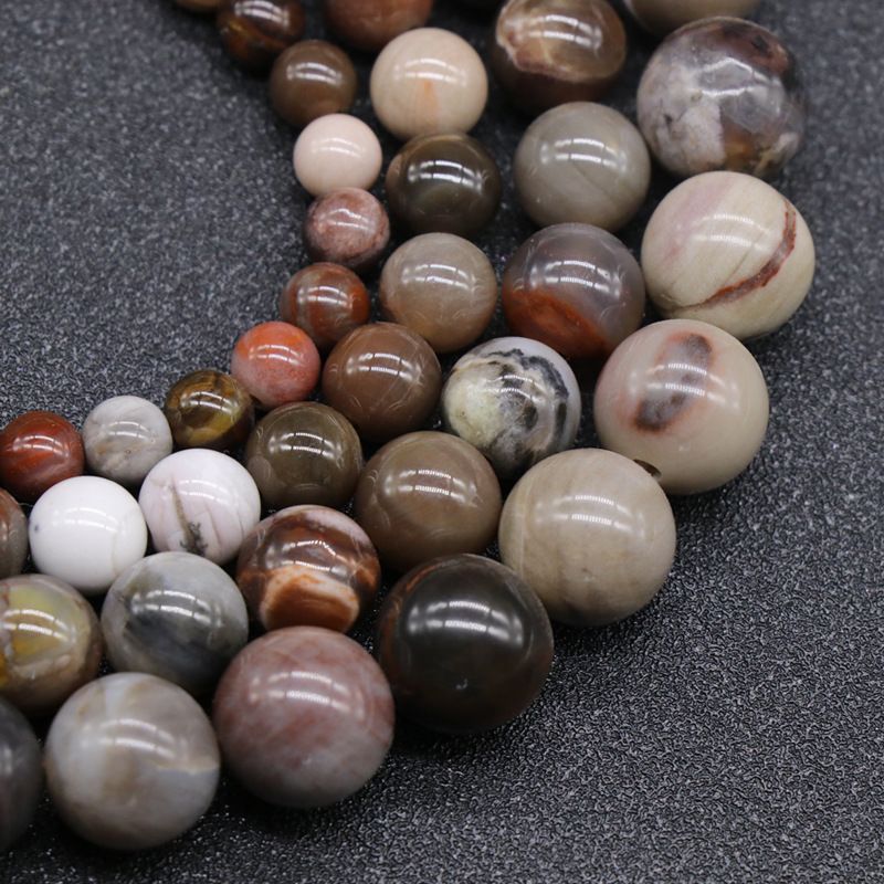 191-WoodenJade Fossil Wood Beads Loose Beads DIY Beaded Pulseiras Colar em meia pérola Jóias