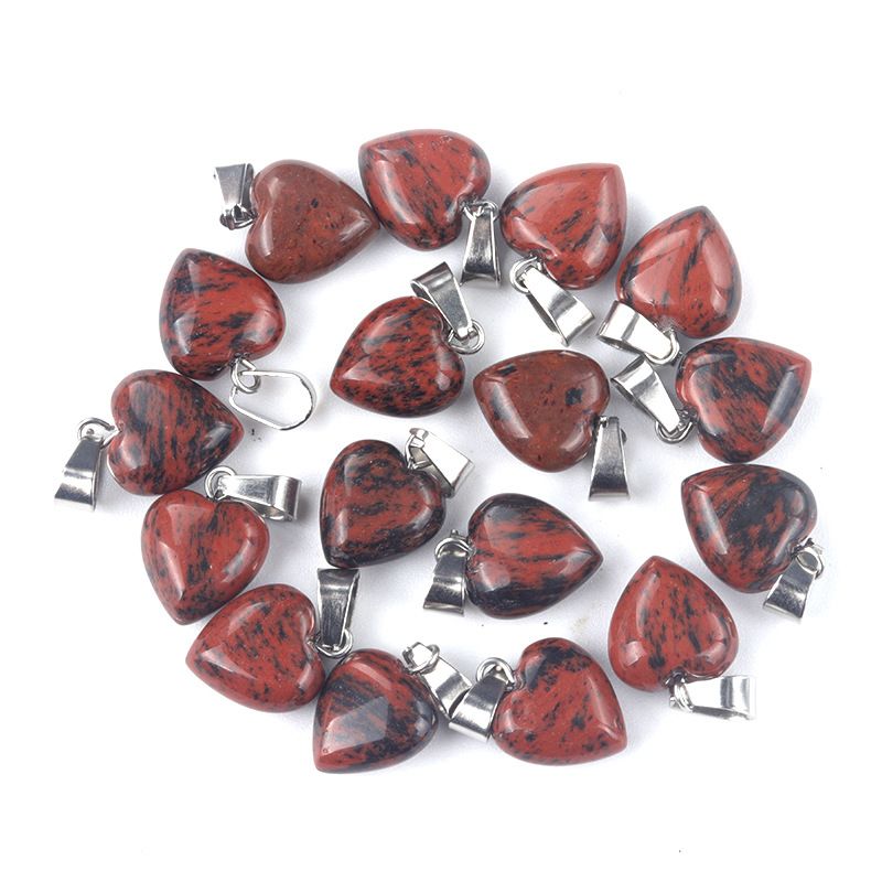 1676-13Mm pingente de amor, pingente de amor de pedra de cristal de ágata natural DIY colar em forma de coração acessórios de jóias