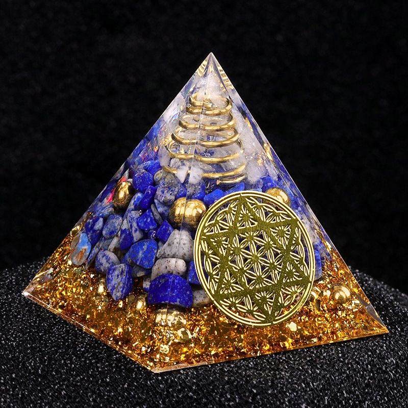 2162-Ágata de cristal 5cm de cascalho pirâmide Resina epóxi escritório doméstico ornamento de mesa artesanato