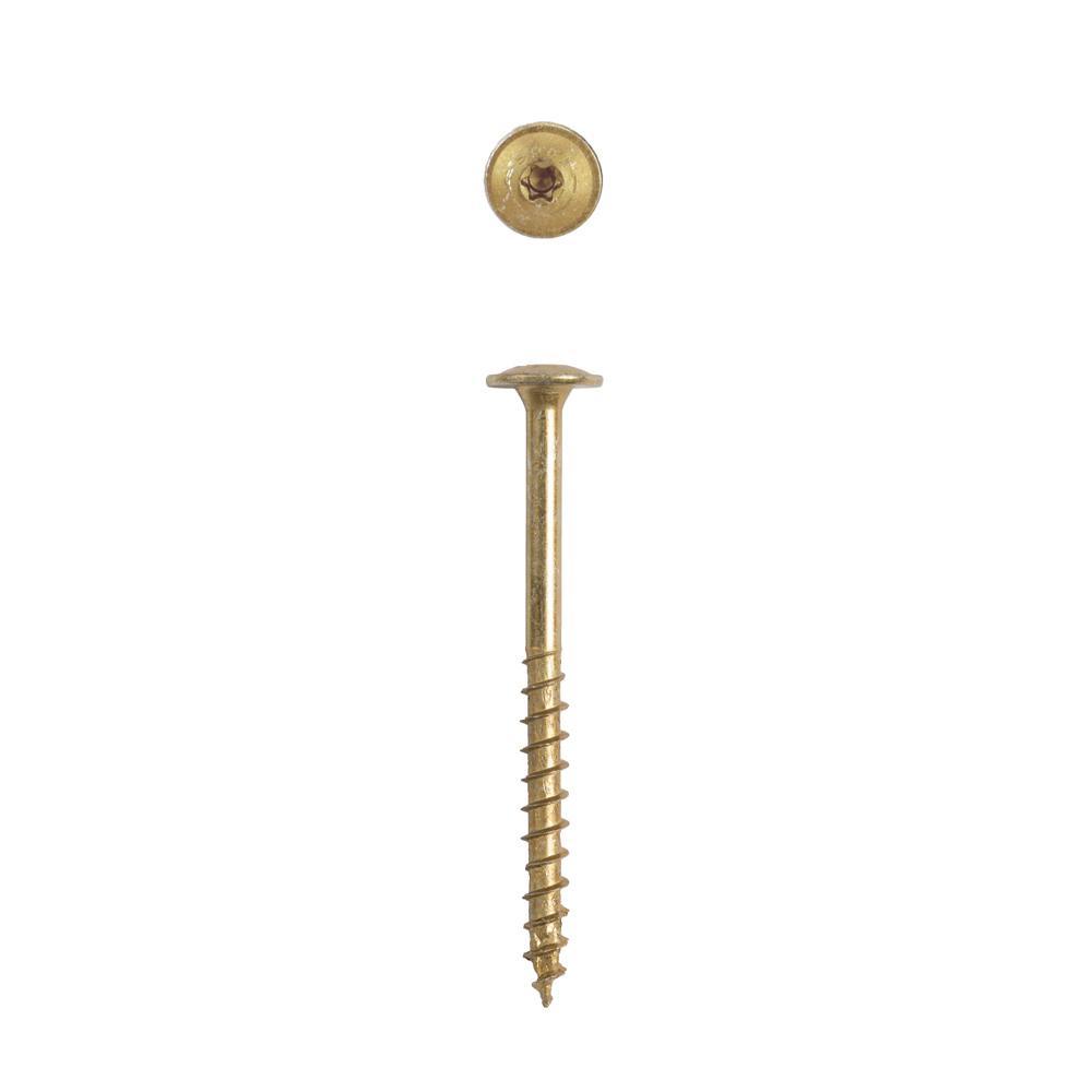 #10 x 2-1/2 in. T-Star Plus Drive Washer / Wafer Head Partial Thread Yellow Zinc Coated Cabinet Screw (75 per Box)