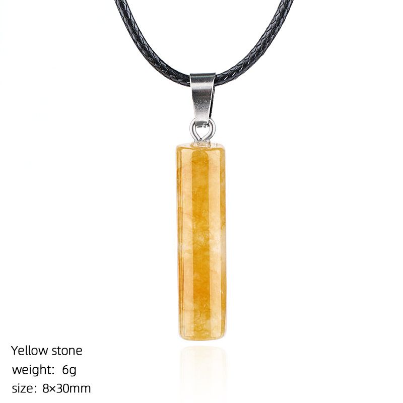 Colar cilíndrico de cristal natural 30Mm transfronteiriço europeu e americano estilo simples ágata escultura em pedra bruta pingente cilíndrico de pedra preciosa
