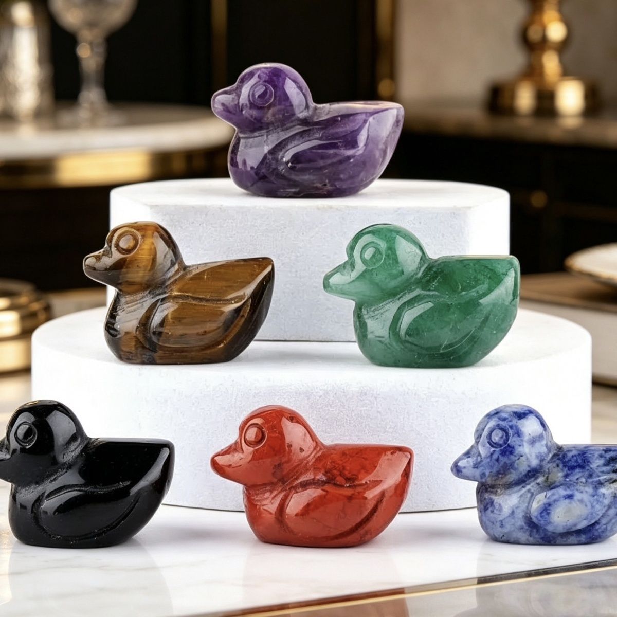 Vendas diretas de fábrica ornamento de pato de cristal natural criativo esculpido à mão 1in animal ágata pato ornamento doméstico