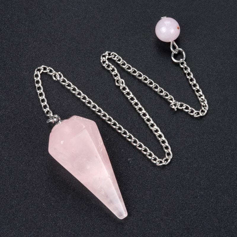 Pêndulo 1749-38Mm, pêndulo de pedra de cristal natural polida pingente de coluna hexagonal DIY