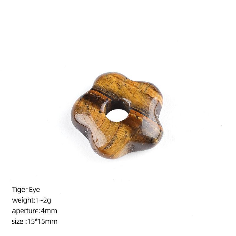 2478  15Mm buraco 4 pingente de flor de cristal natural DIY pulseira colar artesanal roupas acessórios de flor de cinco pétalas de ágata originais
