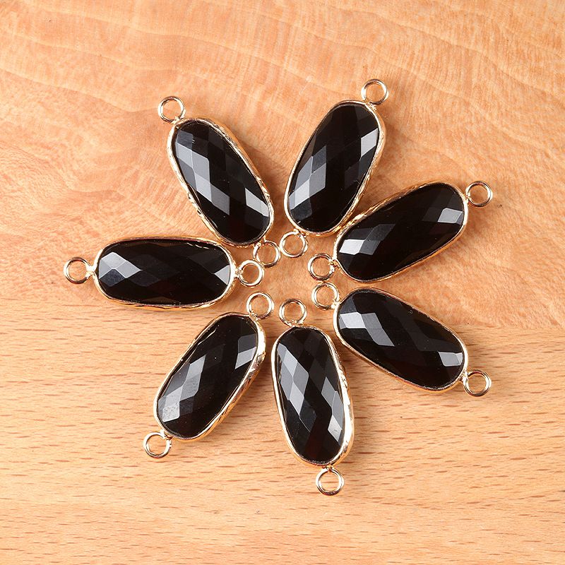 1636-Cristal Natural Oval Corte Duplo Pingente De Buraco Duplo Diy Acessórios Colar Brincos Acessórios Conector