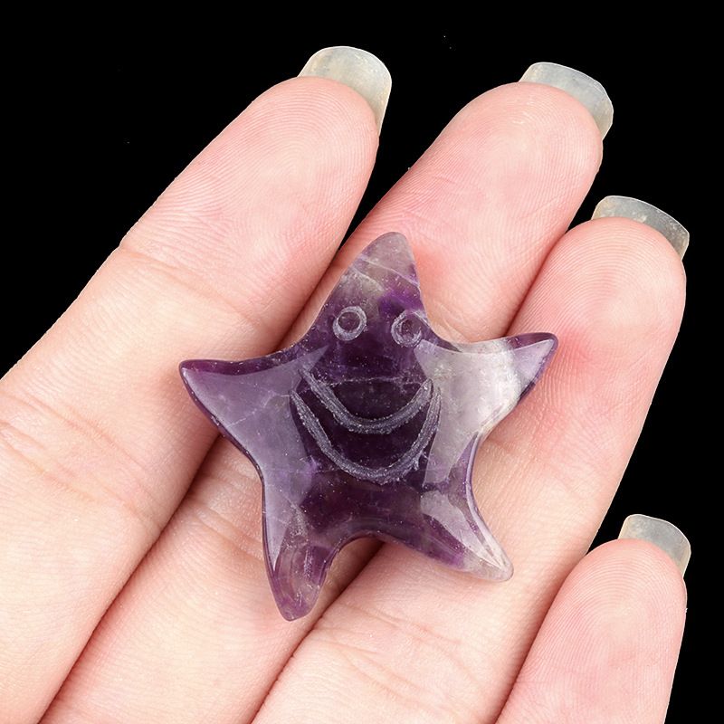 1981-Natural cristal ágata pedra smiley rosto estrela não porosa 30mm estrela do mar solta pedra pentagrama DIY acessórios de jóias