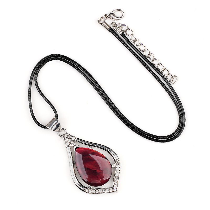 Pingente de gota de água de cabeça de pedra semipreciosa de cristal natural, liga incrustada de pedra preciosa, colar de pingente DIY de concha de abalone.