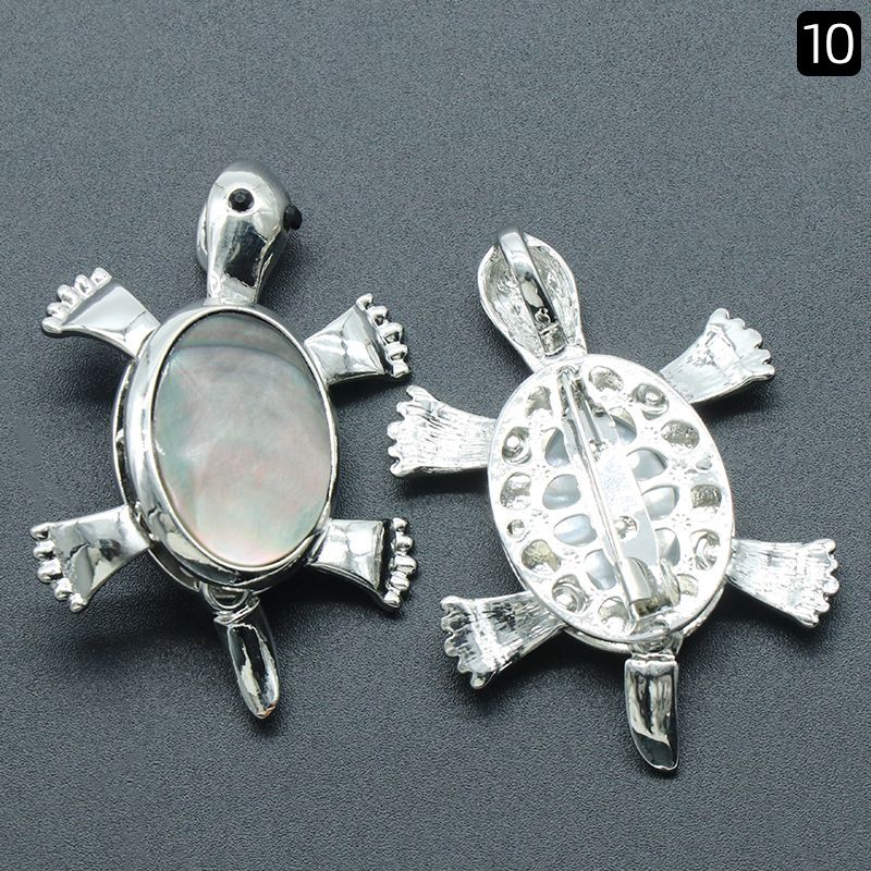 Pingente de broche de tartaruga 1558, acessórios de colar de pingente de pedra preciosa incrustada em liga de cristal natural
