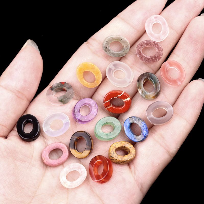 2052-Contas soltas ovais de pedra de cristal natural de ágata de cristal DIY colar pulseira acessórios contas