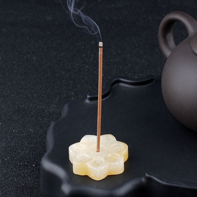 Inserção de incenso de lótus de cristal natural cabeça de pedra semipreciosa, base de suporte de incenso de arame, inserção de queimador de incenso de pedra de olho de tigre de 30 mm