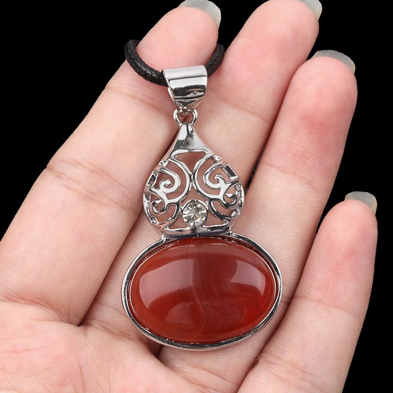 1827-Pingente de concha de ágata de cristal natural liga incrustada gema cabaça pingente DIY acessórios de jóias