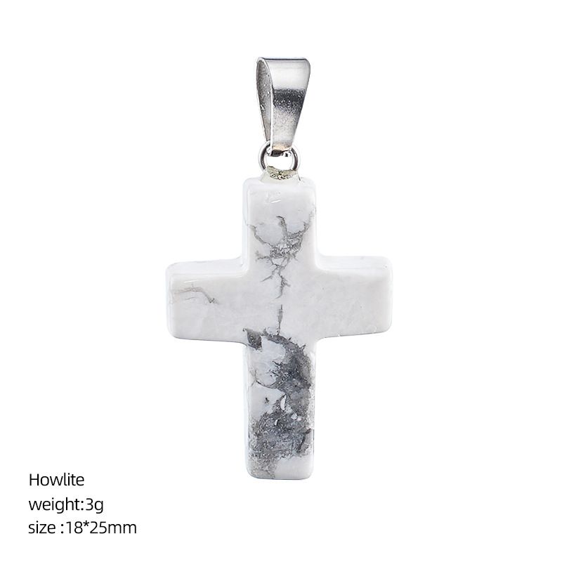 Pingente de cruz de cristal natural Acessórios de moda europeus e americanos pedra áspera polida colar de cruz de pedra semipreciosa