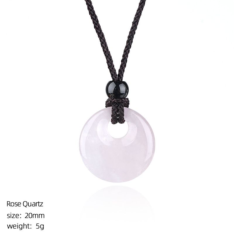 Pingente de fivela de segurança de cristal natural de 20Mm, colar de fivela de princesa redonda com grande buraco gravado em pedra selvagem, presente de Natal.