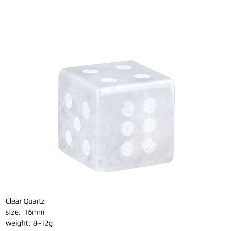 Dados de cristal natural de 16Mm divertidos pontos do jogo de tabuleiro adereços do jogo jateados em ângulo reto dados de pedra semipreciosa