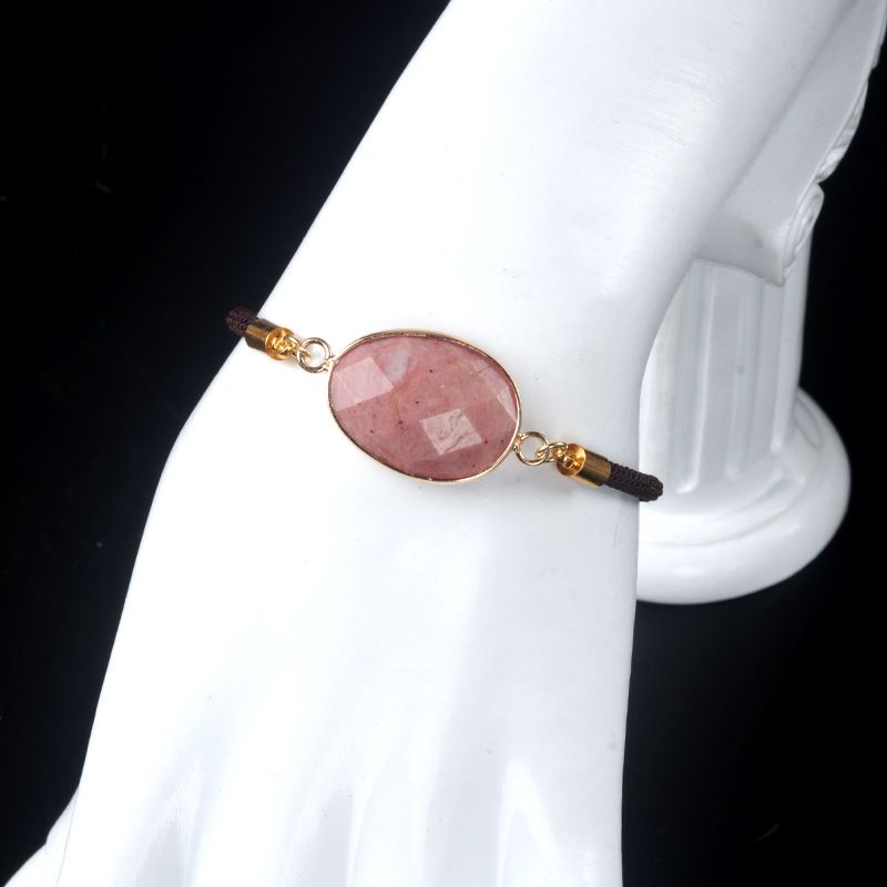 1711-Pulseira de bainha irregular com corte de ametista natural Corda de mão ajustável para casais masculinos e femininos