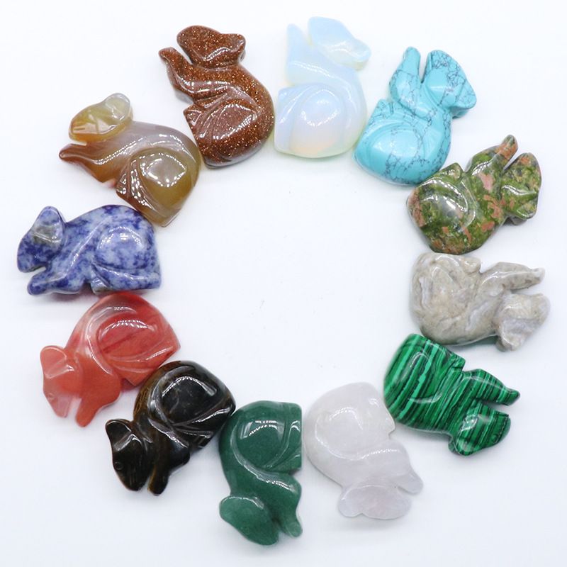 2 polegadas jóias gravadas rato cristal ágata pedra semi-preciosa animal casa pequeno ornamento artesanato