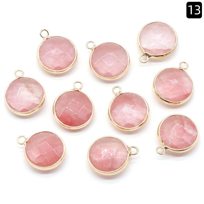1381-Pingente de seção redonda com bainha de cristal natural pendurado único pingente redondo de pulseira DIY colar material de jóias