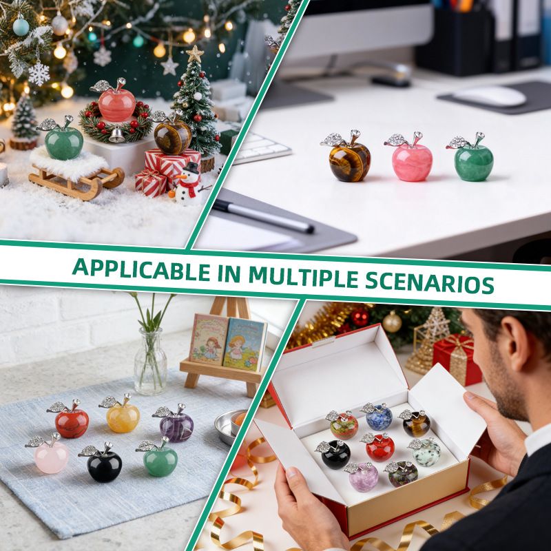 25Mm maçã de cristal natural transfronteiriça Véspera de Natal Presente de Natal enfeite de decoração de casa jade ágata maçã