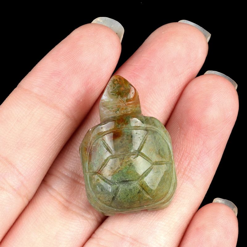 1599 uma tartaruga de 1 polegada, escultura em pedra de ágata de cristal pedra semipreciosa artesanato pequeno pêndulo tartaruga de cristal DIY