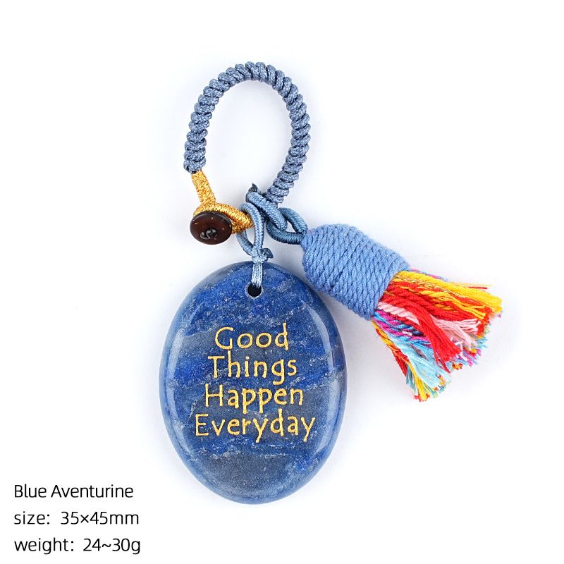2469 Cristal natural palma de pedra chaveiro criativo saco reboque pendurado decorativo letras ágata mindfulness pedra pingente