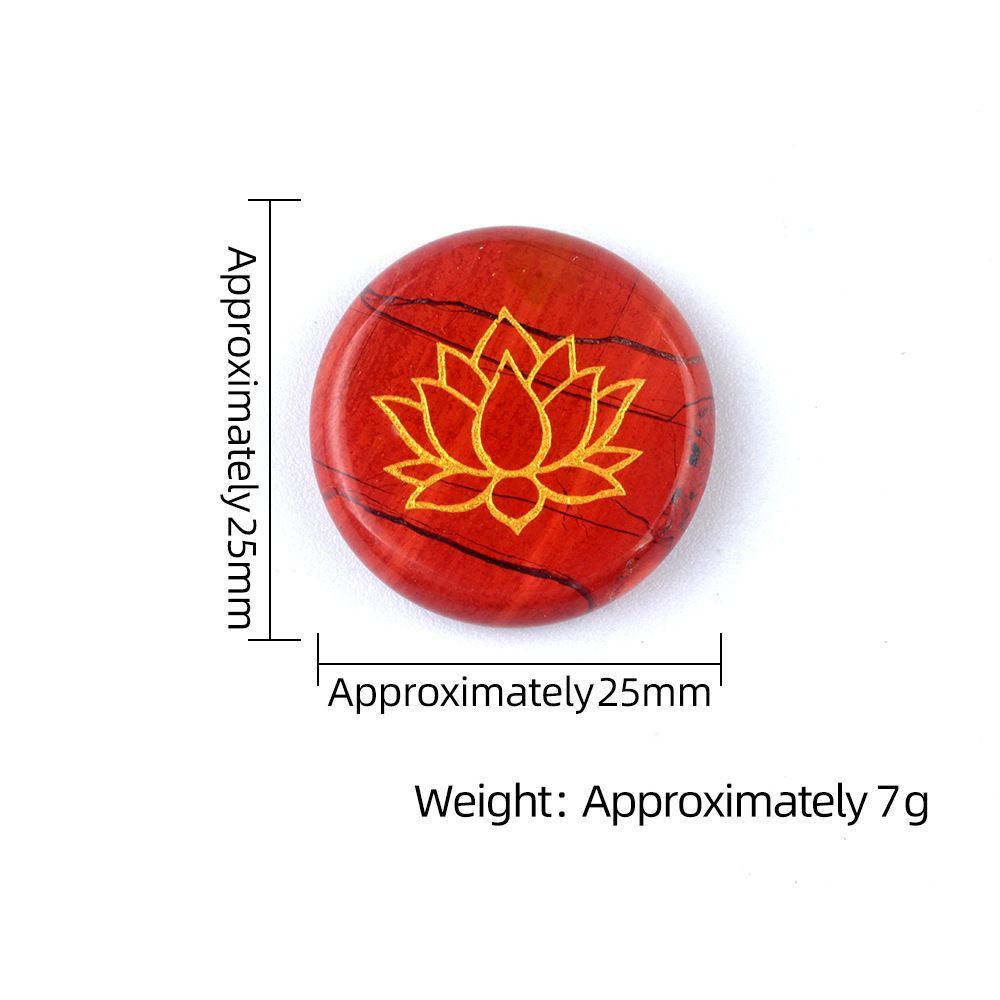 1932 - Pedra de ágata cristal não perfurada de 25mm redonda esculpida de lótus para meditação, cristal de yoga, acessório decorativo