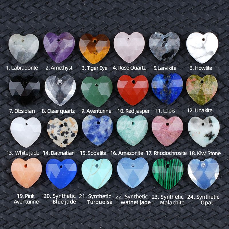 13Mm cristal ágata jade corte amor pingente DIY colar pulseira brincos jóias acessórios material