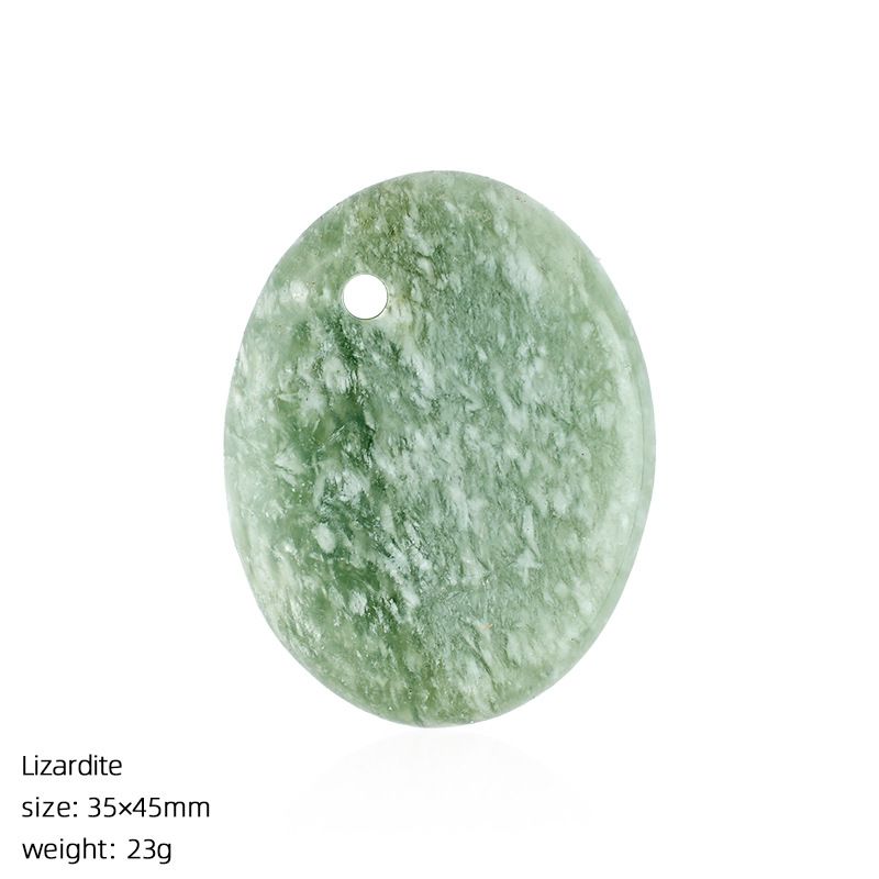 Pingente de pedra de cristal natural pingente de colar DIY 35 * 45 orifício de borda oval material de letras de pedra natural